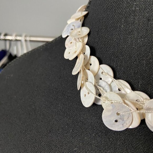 Eclectic Mother-of-Pearl Button Statement Necklace - Picture 3 of 7